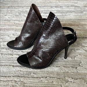 Balenciaga Snakeskin Open Toe Slingback Heels